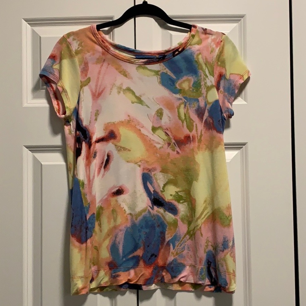 Vera Wang Multicolored Cap Sleeve Blouse Size M
